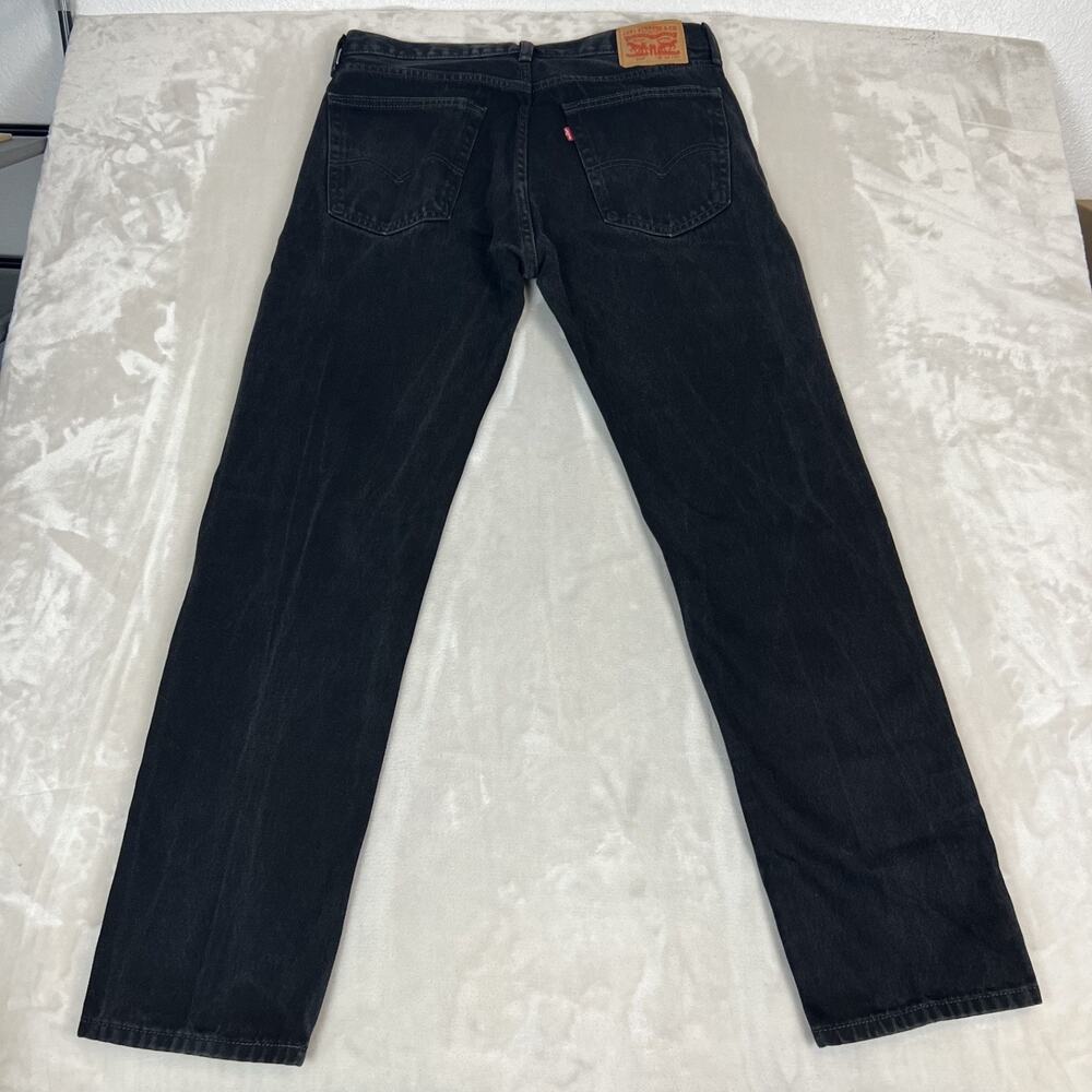 Levis 505 Jeans Mens 36x34 Black Denim Straight Leg Dad Grunge Workwear Classic - Picture 11 of 14